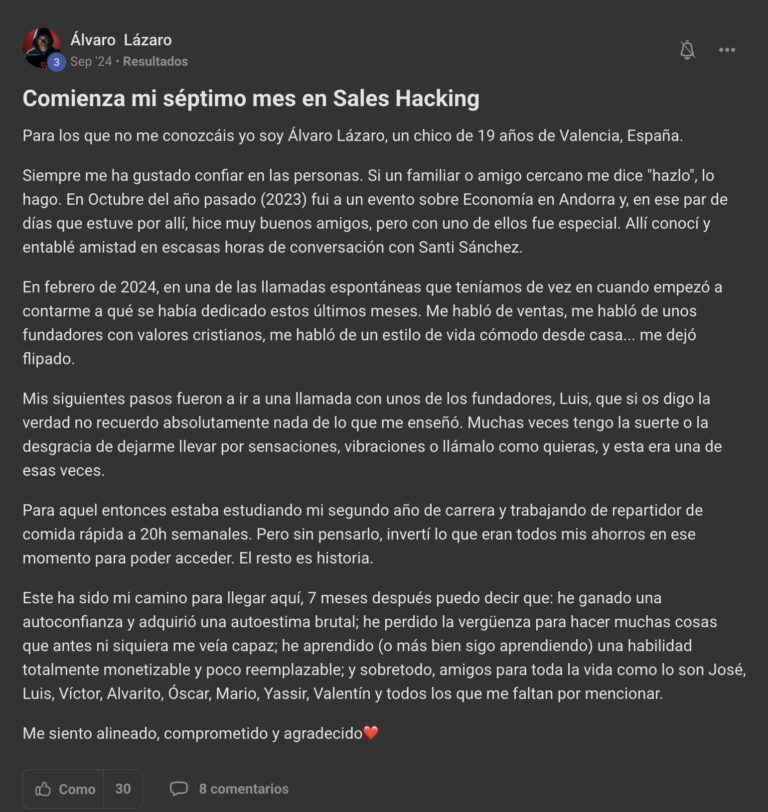 testimonio sales hacking