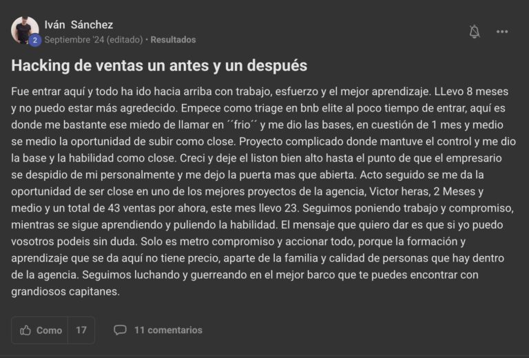 testimonio sales hacking